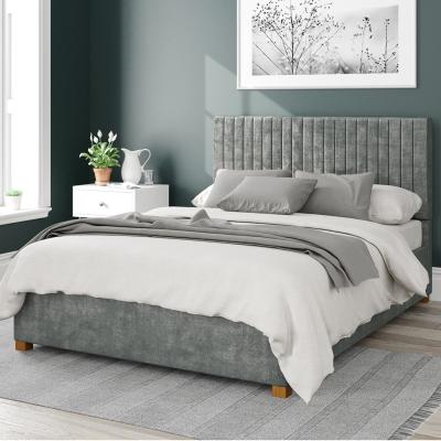 Dunelm Grant Distressed Velvet Ottoman Bed Platinum