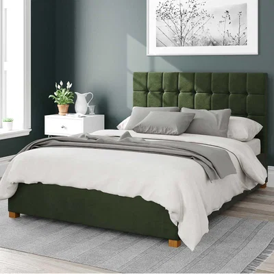 Dunelm Sinatra Plush Velvet Ottoman Bed Forest (Green)