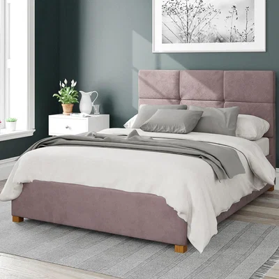Dunelm Caine Plush Velvet Ottoman Bed Frame Blush (Pink)
