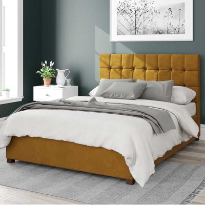 Dunelm Sinatra Plush Velvet Ottoman Bed Ochre