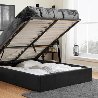 Dunelm Berlin Faux Leather Ottoman Bed Frame Black