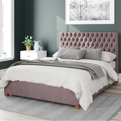 Dunelm Monroe Plush Velvet Ottoman Bed Frame Blush (Pink)