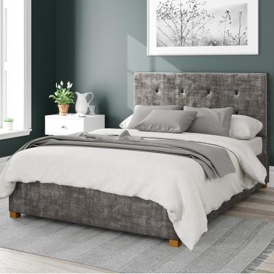 Dunelm Presley Distressed Velvet Ottoman Bed Frame Slate (Grey)