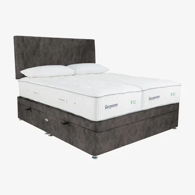 Furniture Village Sleepeezee - Natural Touch 3000 Zip and Link Side Ottoman Divan Set - Brown