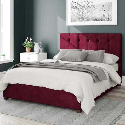 La Redoute Vertical Buttoned Headboard Linen Ottoman Storage Bed