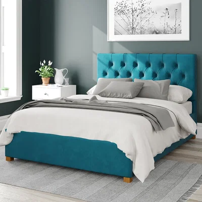 La Redoute Diamond Button Tufted Velvet Ottoman Storage Bed
