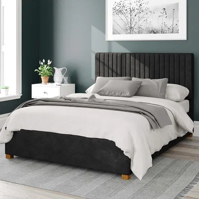 La Redoute Vertically Padded Headboard Design Linen Ottoman Storage Bed