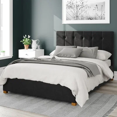 La Redoute Vertical Buttoned Velvet Ottoman Storage Bed
