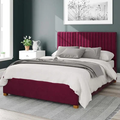 La Redoute Vertically Padded Design Headboard Velvet Ottoman Storage Bed