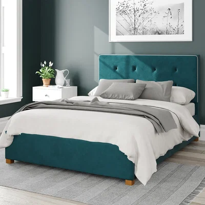 La Redoute Studded Edge Headboard Design Velvet Ottoman Storage Bed