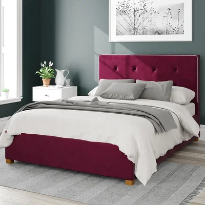 La Redoute Studded Edge Headboard Design Velvet Ottoman Storage Bed