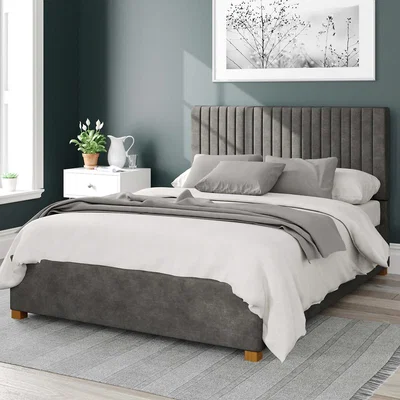 La Redoute Vertically Padded Headboard Design Linen Ottoman Storage Bed