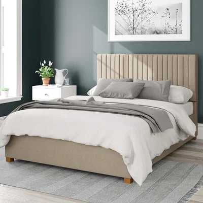 La Redoute Vertically Padded Headboard Design Linen Ottoman Storage Bed
