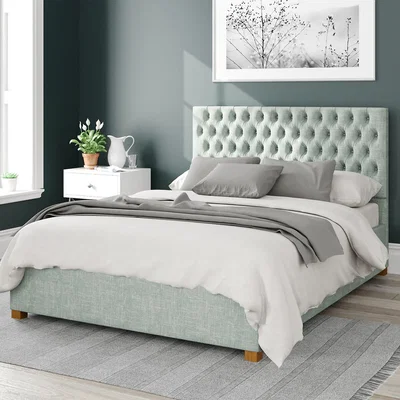 La Redoute Button Tufted Pastel Cotton Ottoman Storage Bed