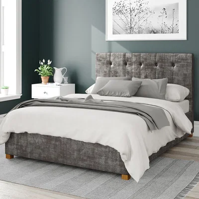 La Redoute Vertical Buttoned Velvet Ottoman Storage Bed