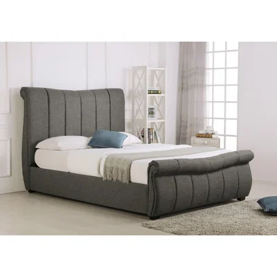 Oak&More Bosworth Grey Fabric Sleigh Ottoman Bed