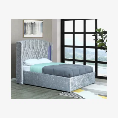 The Range Mayfair Kingsize Crush Silver Ottoman Led Bedframe - Crush Silver