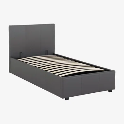 The Range Prado Plus Storage Bed PU Leather - Grey Faux Leather 3' single