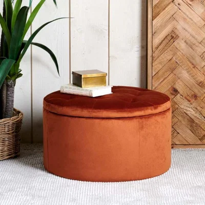 Woods Furniture Ruby Storage Ottoman - Copper Velvet