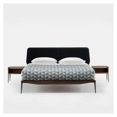 The Conran Shop Super King Size Bretton Bed in Danish Oiled Walnut & Taupe