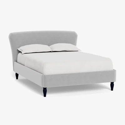 Heal's Heal's Darcey Bed Double Velvet Platinum Black Feet - Heal's UK Bedroom Furniture