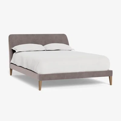 Heal's Heal's Wallis Bedstead King Smart Luxe Velvet Mushroom Black Feet