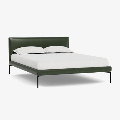 Heal's Heal's Matera Bedstead Super King Leather Stonewash Vintage Green 278 - Heal's UK Bedroom Furniture