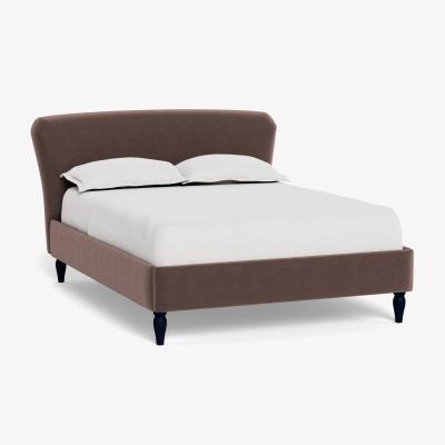 Heal's Heal's Darcey Bed Double Velvet Mink Natural Feet - Heal's UK Bedroom Furniture