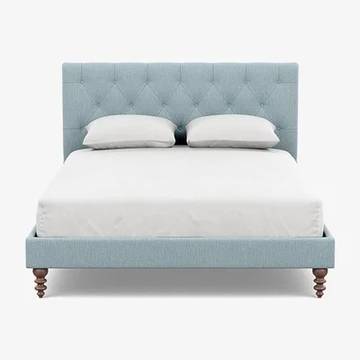 Heal's Heal's Balmoral Bedstead King Smart Linen Mix Duck Egg - Heal's UK Bedroom Furniture