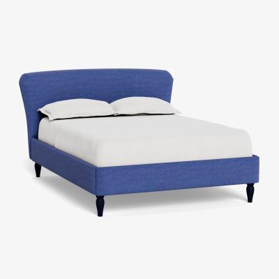 Heal's Heal's Darcey Bed Double Brushed Cotton Cobalt Tinted Ash Feet - Heal's UK Bedroom Furniture