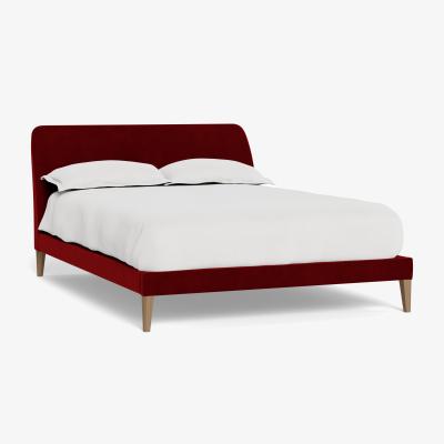 Heal's Heal's Wallis Bedstead King Smart Luxe Velvet Mulberry Natural Feet