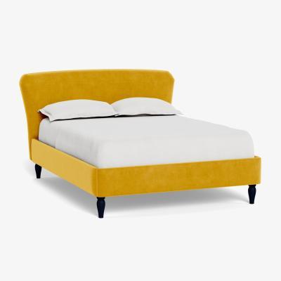 Heal's Heal's Darcey Bed Double Smart Luxe Velvet Canary Natural Feet - Heal's UK Bedroom Furniture