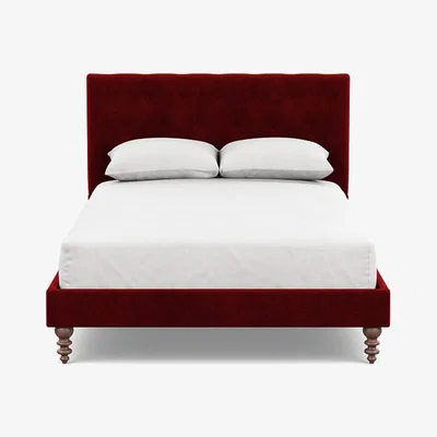 Heal's Heal's Balmoral Bedstead Double Smart Luxe Velvet Mulberry - Heal's UK Bedroom Furniture