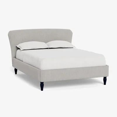 Heal's Heal's Darcey Bed Double Smart Linen Mix Silver Black Feet - Heal's UK Bedroom Furniture