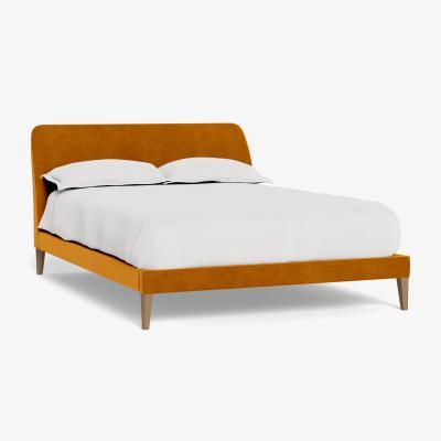 Heal's Heal's Wallis Bedstead King Smart Luxe Velvet Cognac Black Feet - Heal's UK Bedroom Furniture