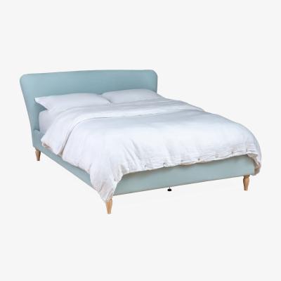 Heal's Heal's Darcey Bed Double Smart Luxe Velvet Ocean Black Feet - Heal's UK Bedroom Furniture