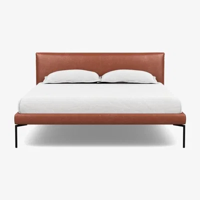Heal's Heal's Matera Bedstead King Leather Grain Chocolate 066 - Heal's UK Bedroom Furniture