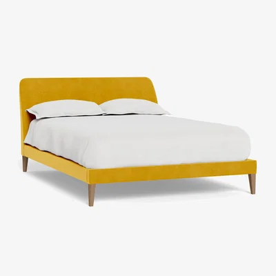 Heal's Heal's Wallis Bedstead King Smart Luxe Velvet Canary Walnut Feet