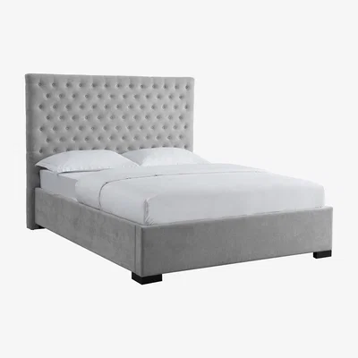 La Redoute Upholstered Chenille Bed with Buttoned Headboard