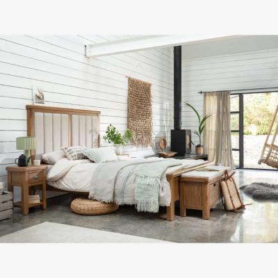 Downtown Juniper Bedstead With Upholstered Headboard - Smoked Oak - 135cm Double