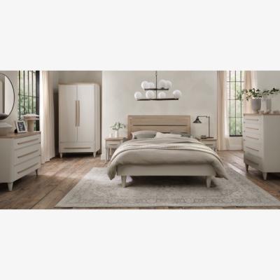 Downtown Delta Scandi Oak and Soft Grey Slatted Bedstead - 135cm Double