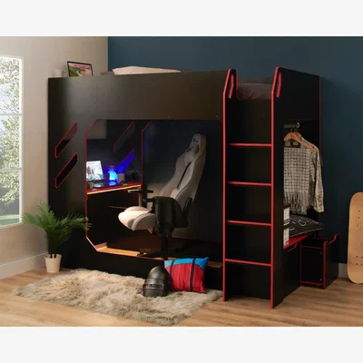 The Range Shuttle High Sleeper Small Double Black - Black/Red