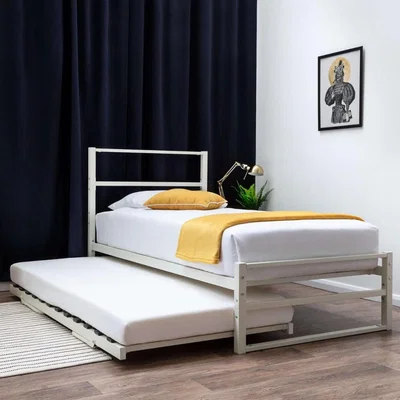 The Range Hartfield White Single Metal Bed Frame With Guest Bed Trundle - White