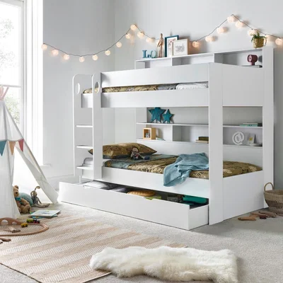 The Range Olly White Storage Bunk Bed   - White / With Drawer / Memory Foam Mattresses