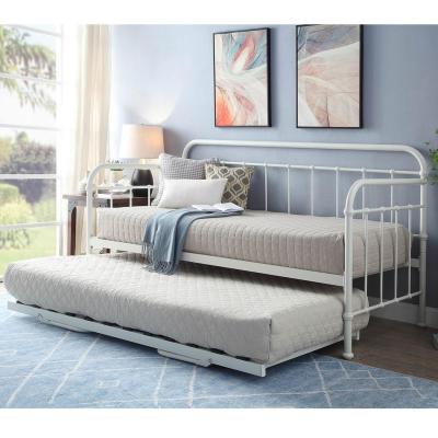 The Range Harlow White Metal Day Bed With Folding Guest Trundle - White