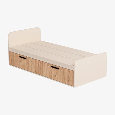 The Range Bedstead with Headboard Viola  - Atlantic Pine & Beige