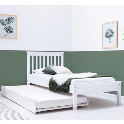 The Range Disley White Wooden Bed Frame With Guest Trundle Bed - White