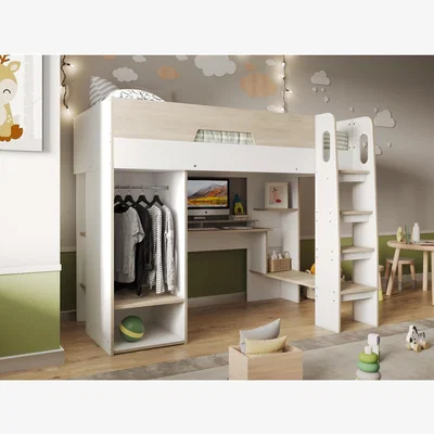 The Range Coco High Sleeper Workstation - White/Oak