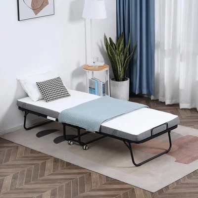 The Range Folding Bed with 10cm Mattress - White