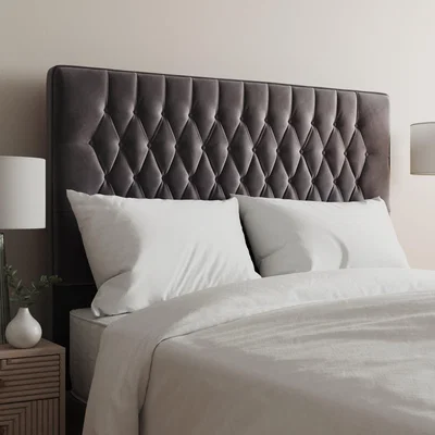 Dunelm Velvet Chesterfield Headboard Grey